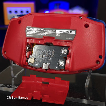 Mario Red Game Boy Advance GBA iPS LCD USB-C 1800 mAh Rechargeable Battery