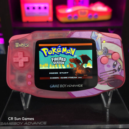 Clear Pink Kirby Game Boy Advance GBA Console with iPS V5 Backlit LCD MOD