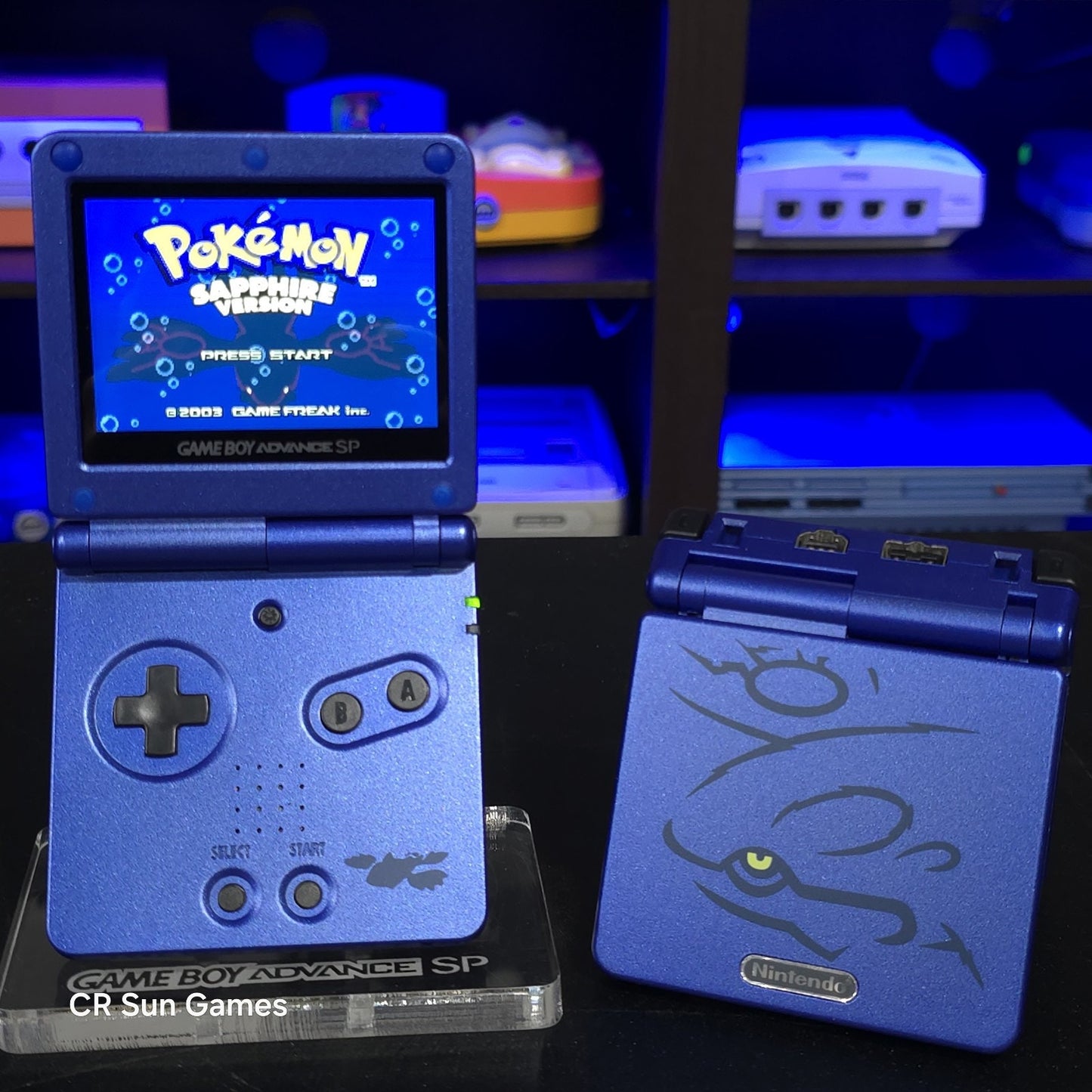 Blue Nintendo Game Boy Advance GBA SP IPS MOD Adjustable Brightness - Kyogre
