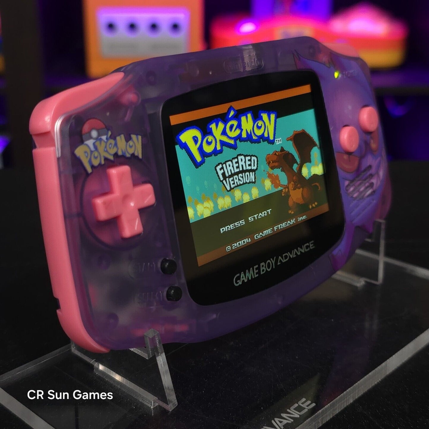 Gengar Purple Game Boy Advance GBA Console with iPS V5 Backlight Backlit LCD MOD