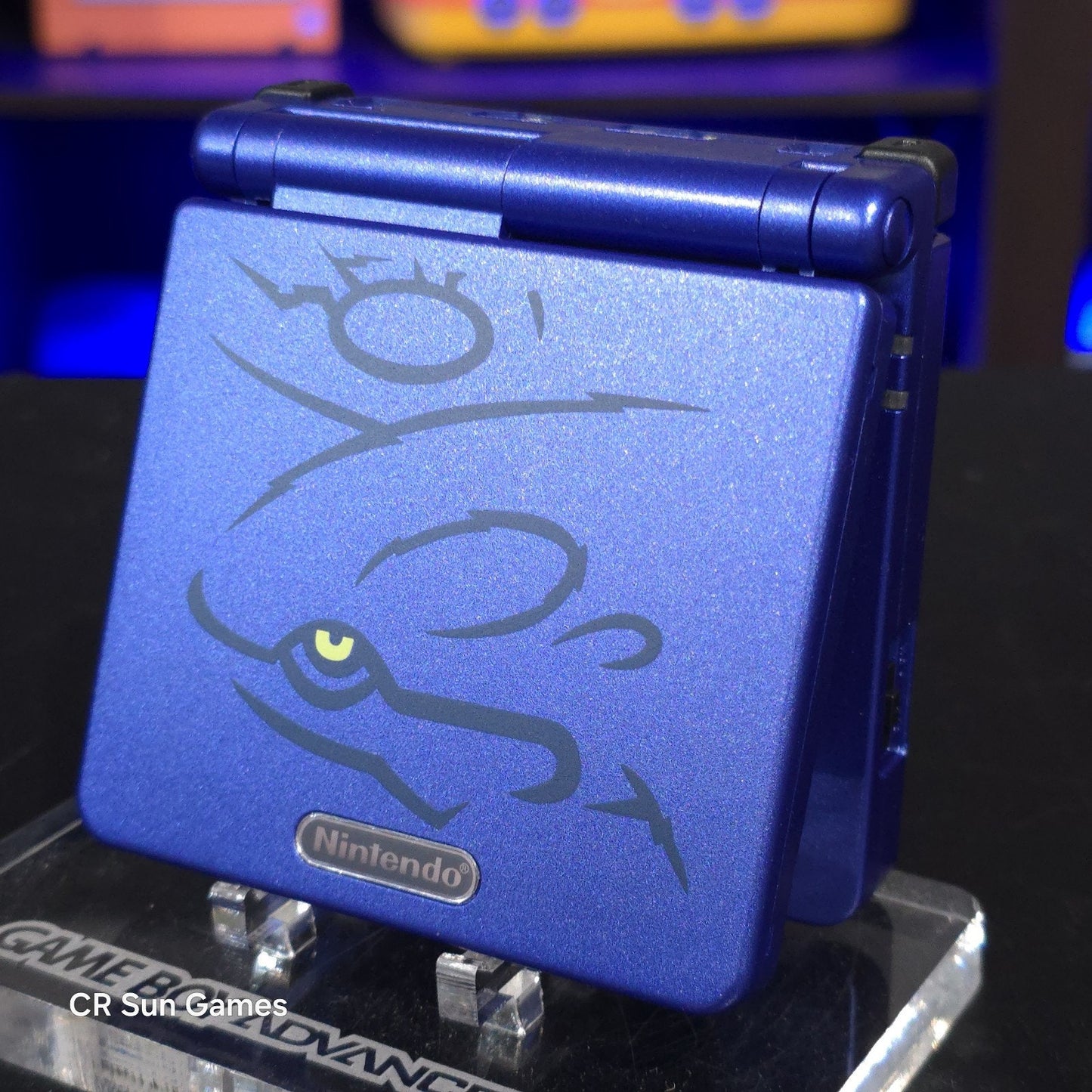 Blue Nintendo Game Boy Advance GBA SP IPS MOD Adjustable Brightness - Kyogre