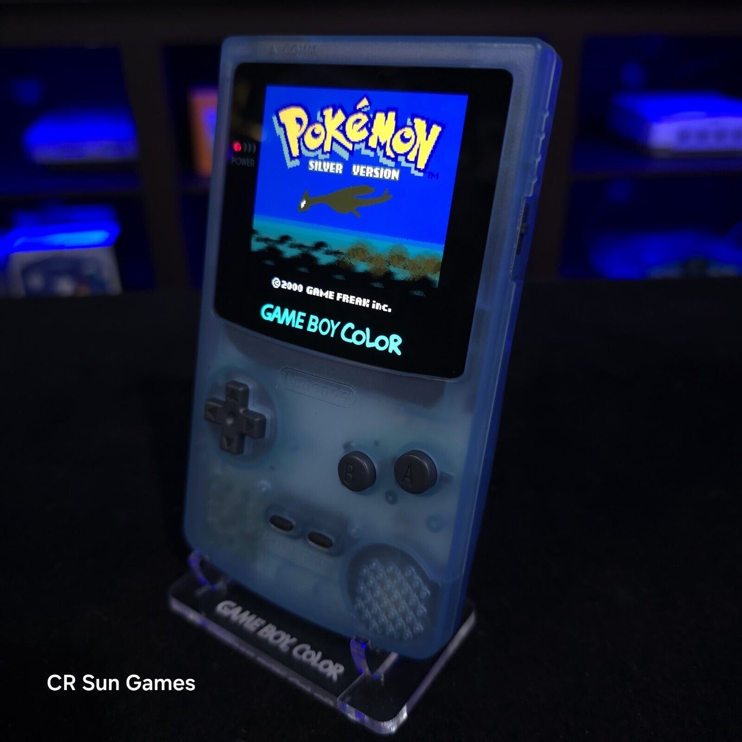 Glow In The Dark Blue Gameboy Color Console OLED Touch Screen GBC Game Boy