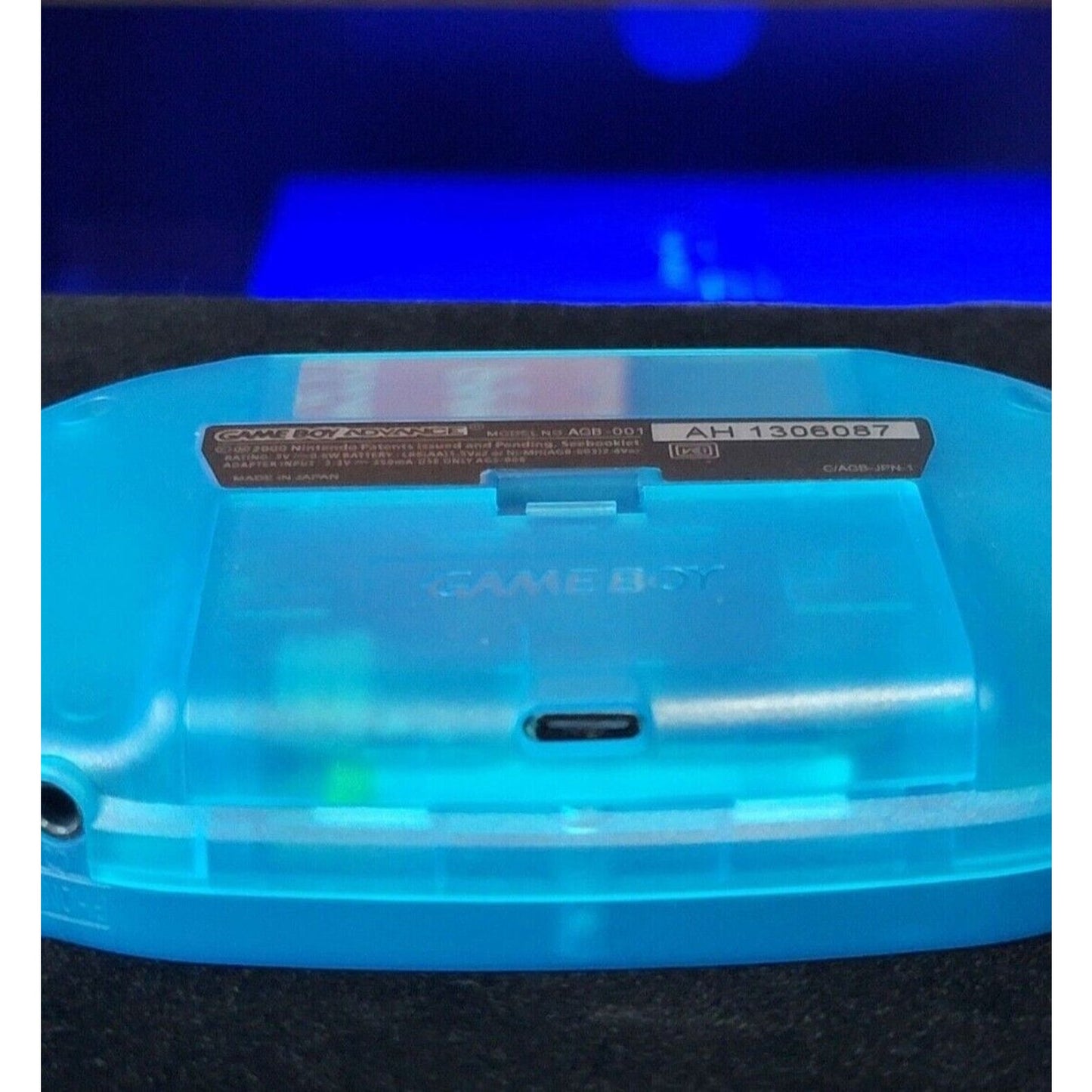 Clear Blue Game Boy Advance GBA iPS LCD USB-C 1800 mAh Rechargeable Battery