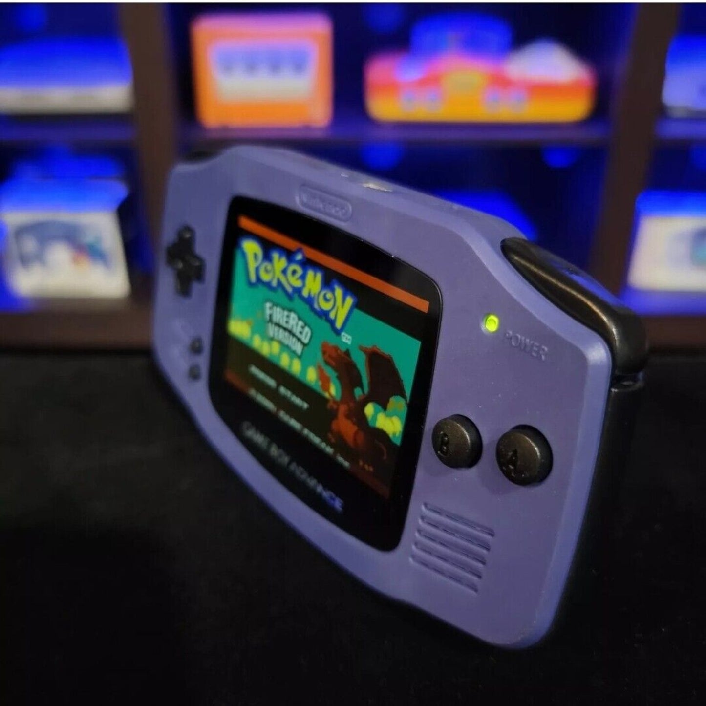 Indigo Game Boy Advance GBA iPS Backlit LCD USB-C 1800 mAh Rechargeable Battery