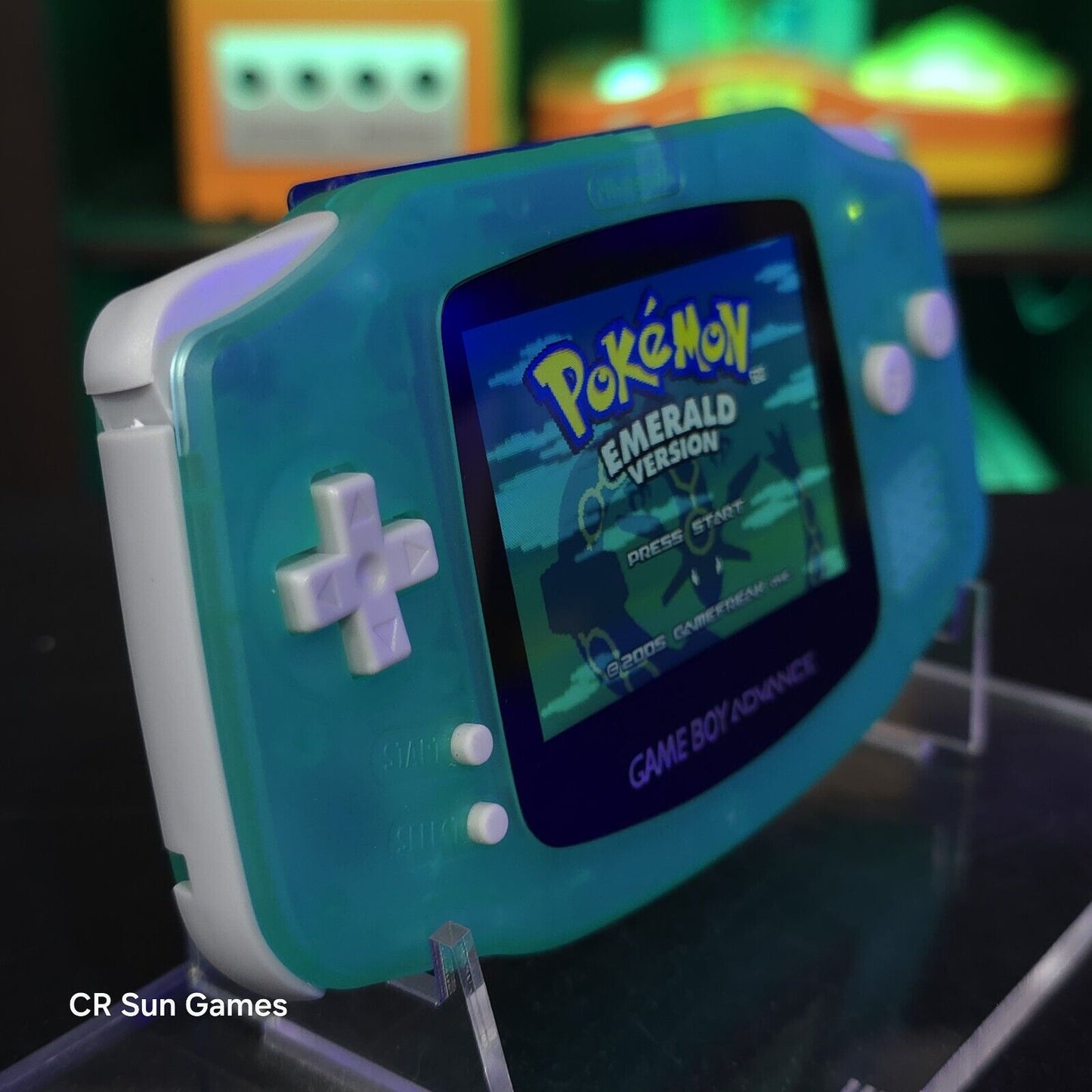 Clear Teal Glow Game Boy Advance GBA iPS LCD USB-C 1800 mAh Rechargeable Battery