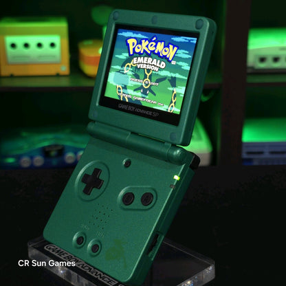 Green Nintendo Game Boy Advance GBA SP IPS V2 and Usb-C MOD - Rayquaza