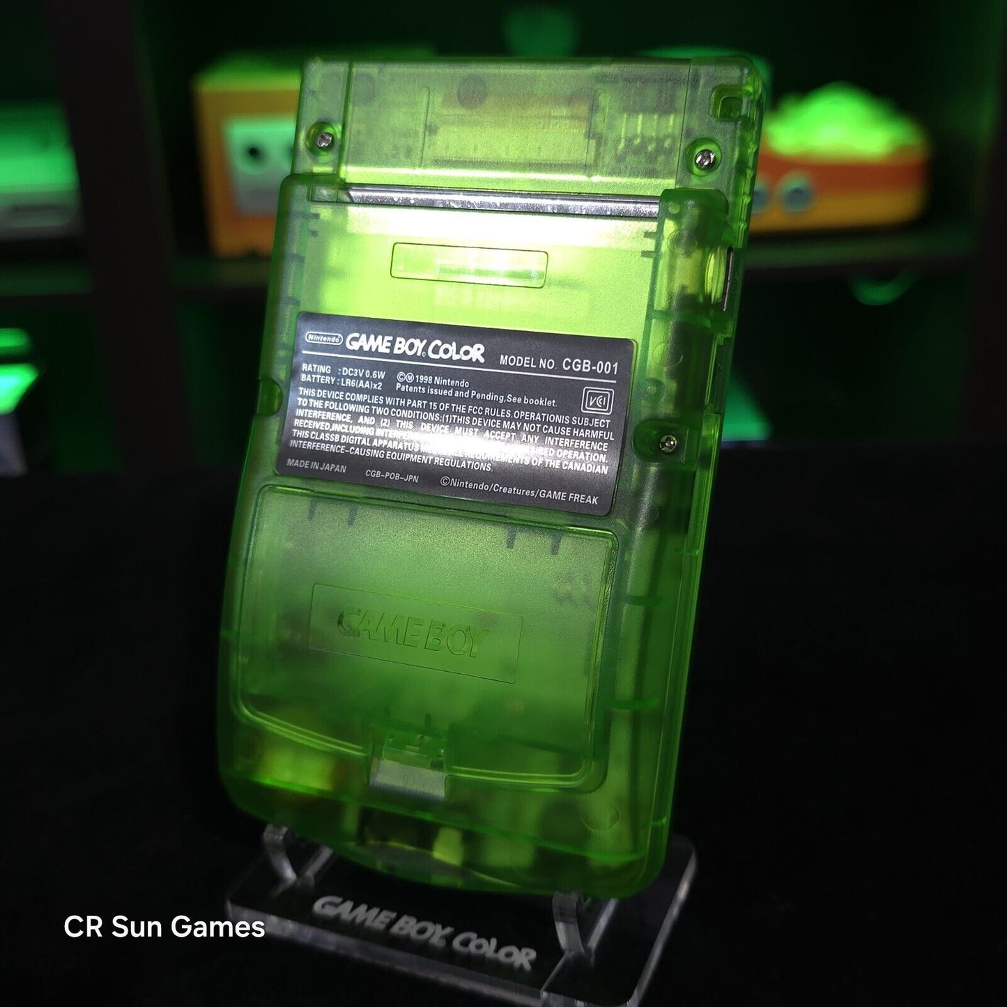 Clear Green Gameboy Color Console OLED Touch Screen GBC Game Boy