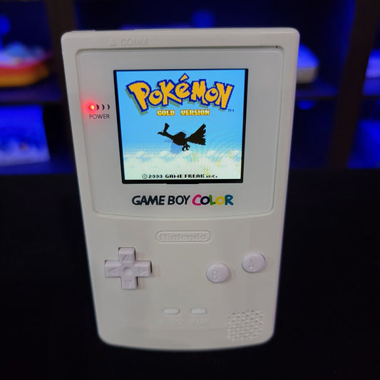 White Gameboy Color IPS Console Backlit LCD Screen 1800 mAh Rechargable battery