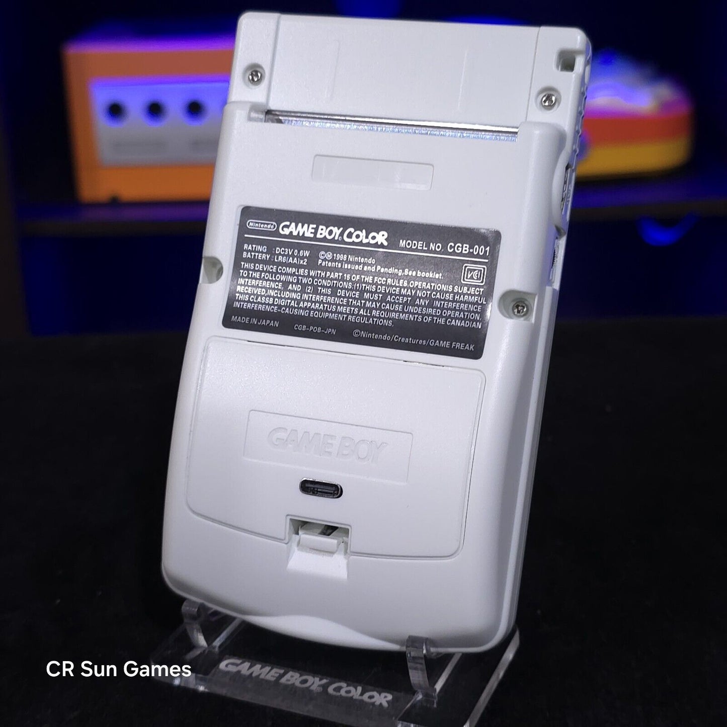 White Gameboy Color Console OLED Touch Screen And USB-C Rechargeable Battery