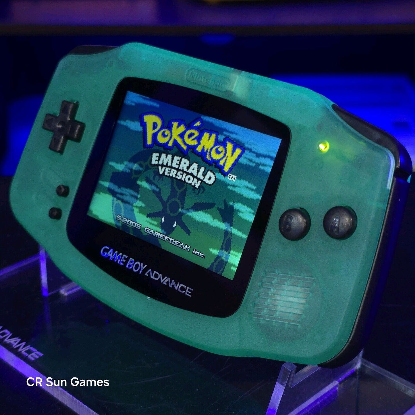 Clear Teal Glow Game Boy Advance GBA iPS LCD USB-C 1800 mAh Rechargeable Battery