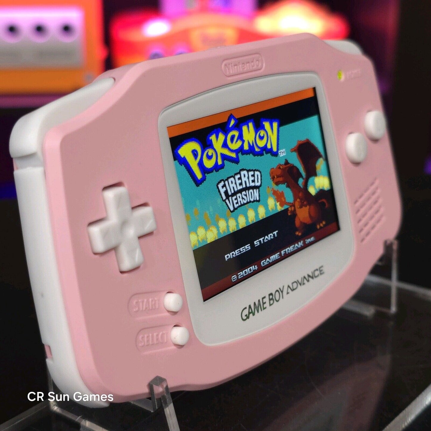 Pink And White Game Boy Advance GBA Console with iPS V5 Backlit LCD MOD