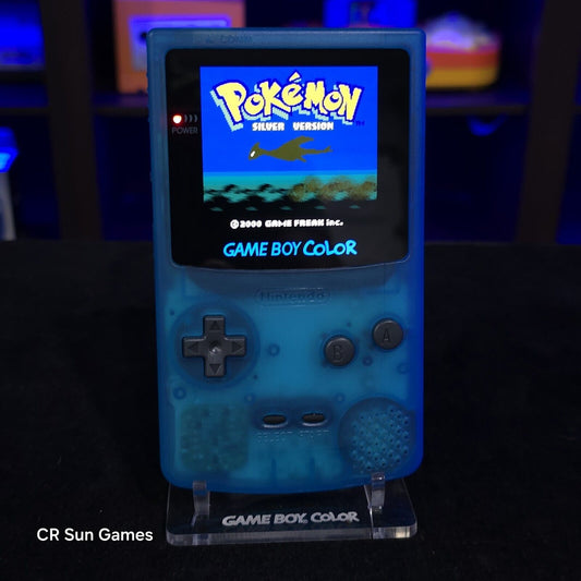 Clear Blue Gameboy Color Console OLED Touch Screen & USB-C Rechargeable Battery