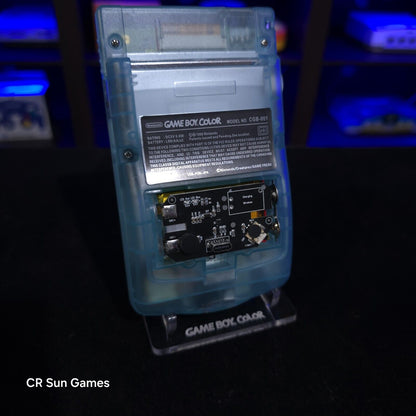 Glow In The Dark Blue Gameboy Color Console OLED Touch & USB-C Recharge Battery