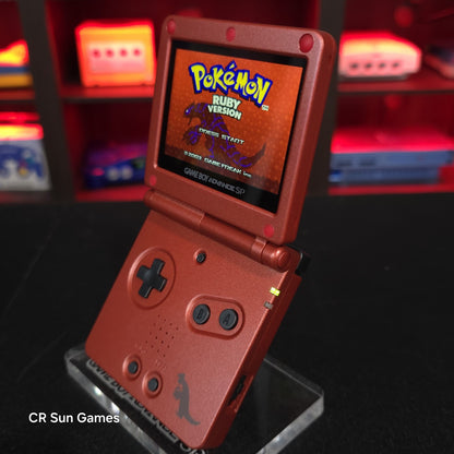 Red Nintendo Game Boy Advance GBA SP IPS V2 And USB-C Mod- Groudon