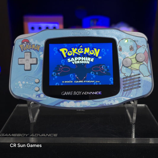 Glacial Squirtle GameBoy Advance GBA Ips LCD USB-C 1800 mAh Rechargeable Battery