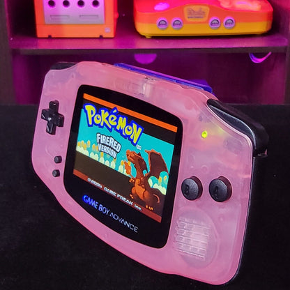 Fushia Pink Game Boy Advance GBA Console with iPS Backlit LCD MOD Console