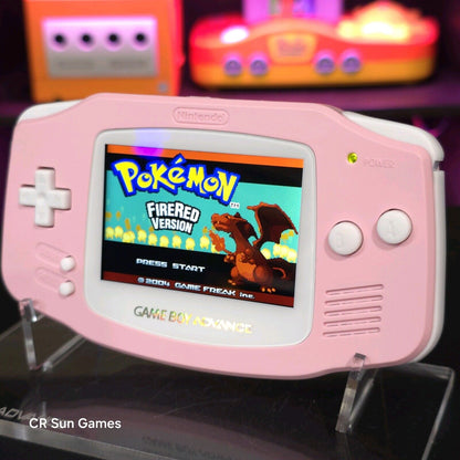 Pink And White Game Boy Advance GBA Console with iPS V5 Backlit LCD MOD