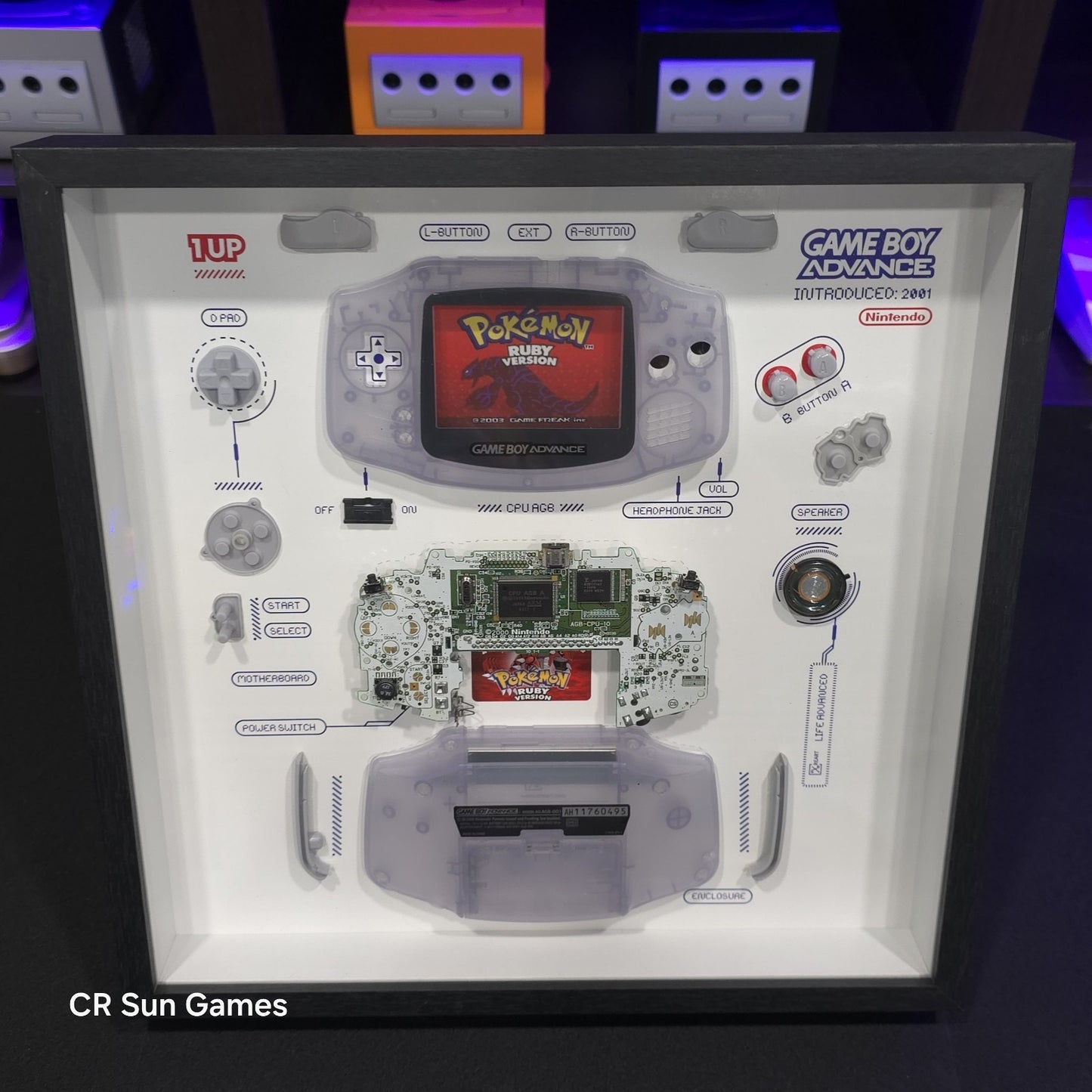 Disassembled Glacial Gameboy Advance GBA Teardown With Frame Original Parts