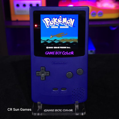 Purple Gameboy Color Console OLED Touch Screen USB-C Rechargeable Battery Mod