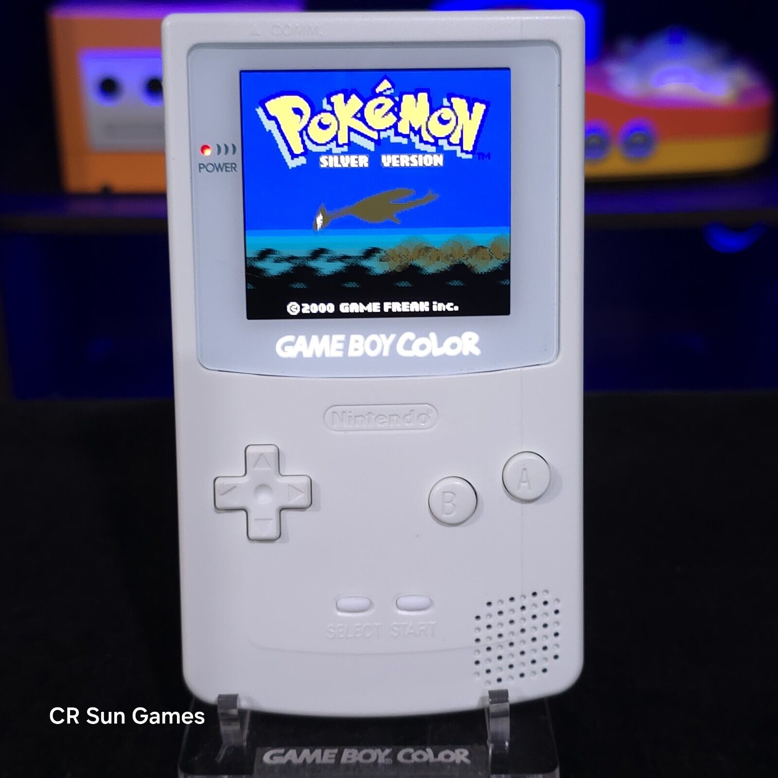 White Gameboy Color Console OLED Touch Screen And USB-C Rechargeable B ...