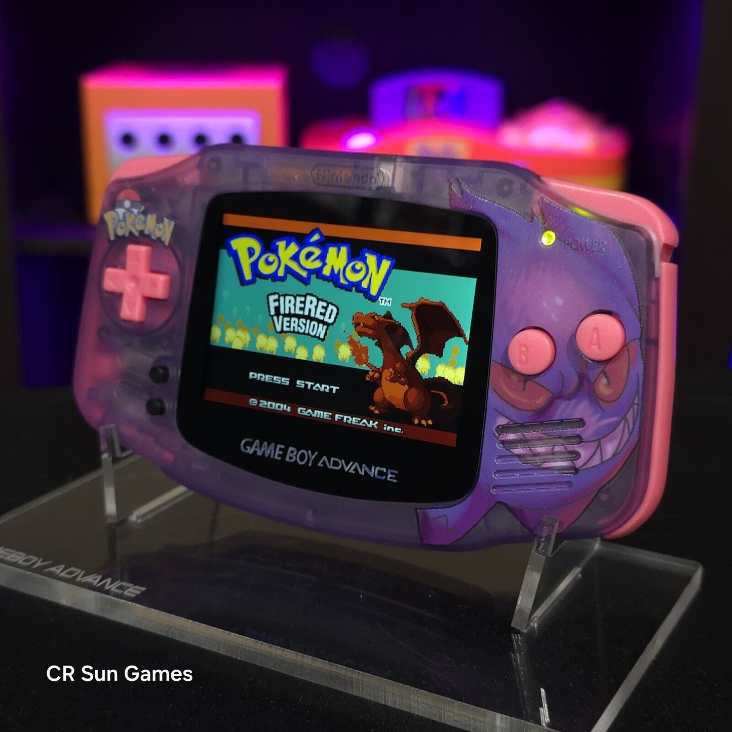 Gengar Purple Game Boy Advance GBA Console with iPS V5 Backlight Backlit LCD MOD