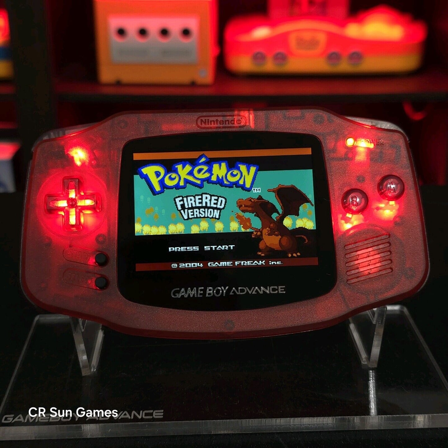 Clear Red Game Boy Advance GBA iPS V5 LCD USB-C 1800 mAh Rechargeable Battery