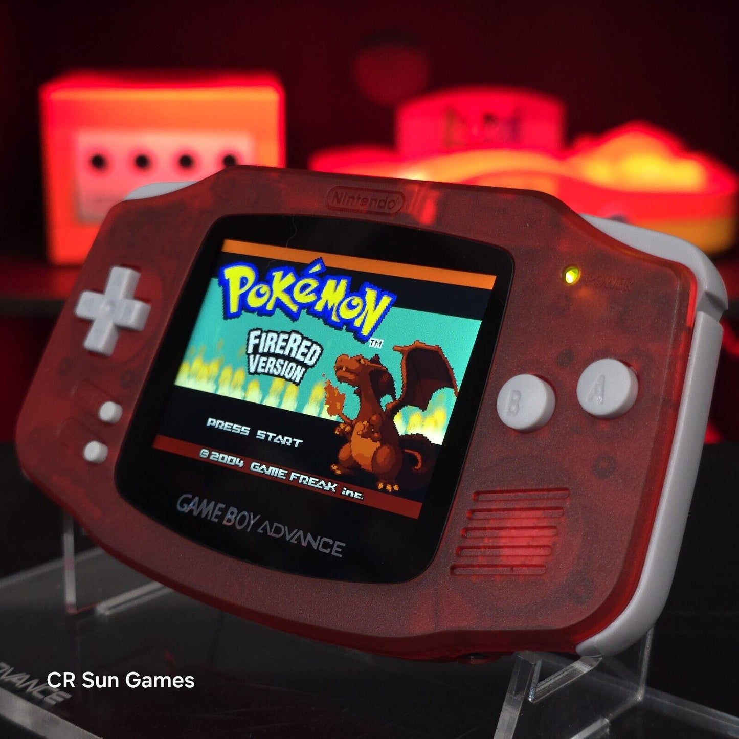 Clear Red Game Boy Advance GBA Console with iPS V5 Backlight Backlit LCD MOD