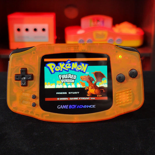 Clear Orange Game Boy Advance GBA Console with iPS Backlight Backlit LCD MOD