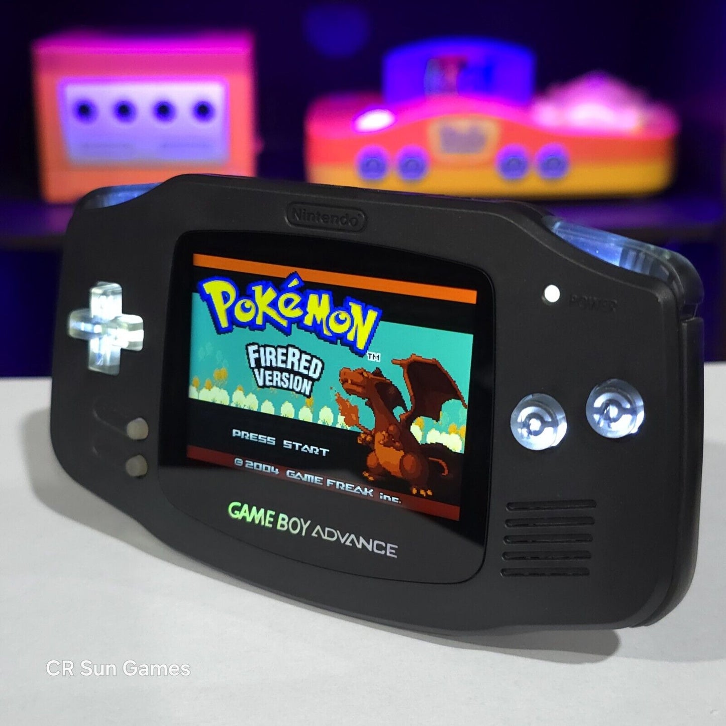 Ultimate Black Game Boy Advance GBA Console Ips V5 Usb-C Audio Amp LED Clicky LR