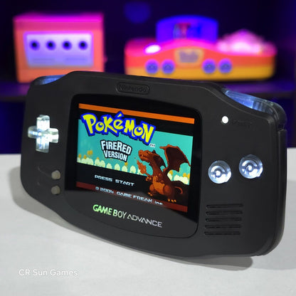 Ultimate Black Game Boy Advance GBA Console Ips V5 Usb-C Audio Amp LED Clicky LR