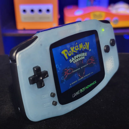 Glacial Glow In The Dark Gameboy Advance GBA Console with iPS Backlight LCD MOD