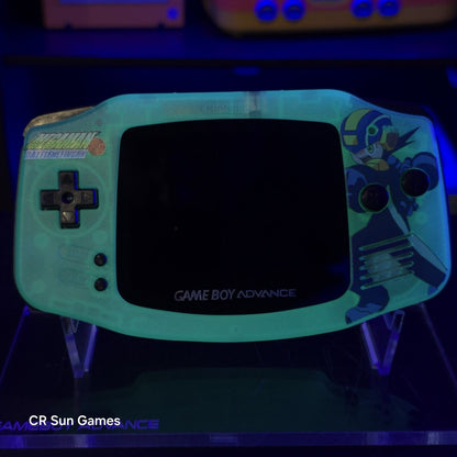 Megaman Blue Game Boy Advance GBA Console with iPS V5 Backlight Backlit LCD MOD
