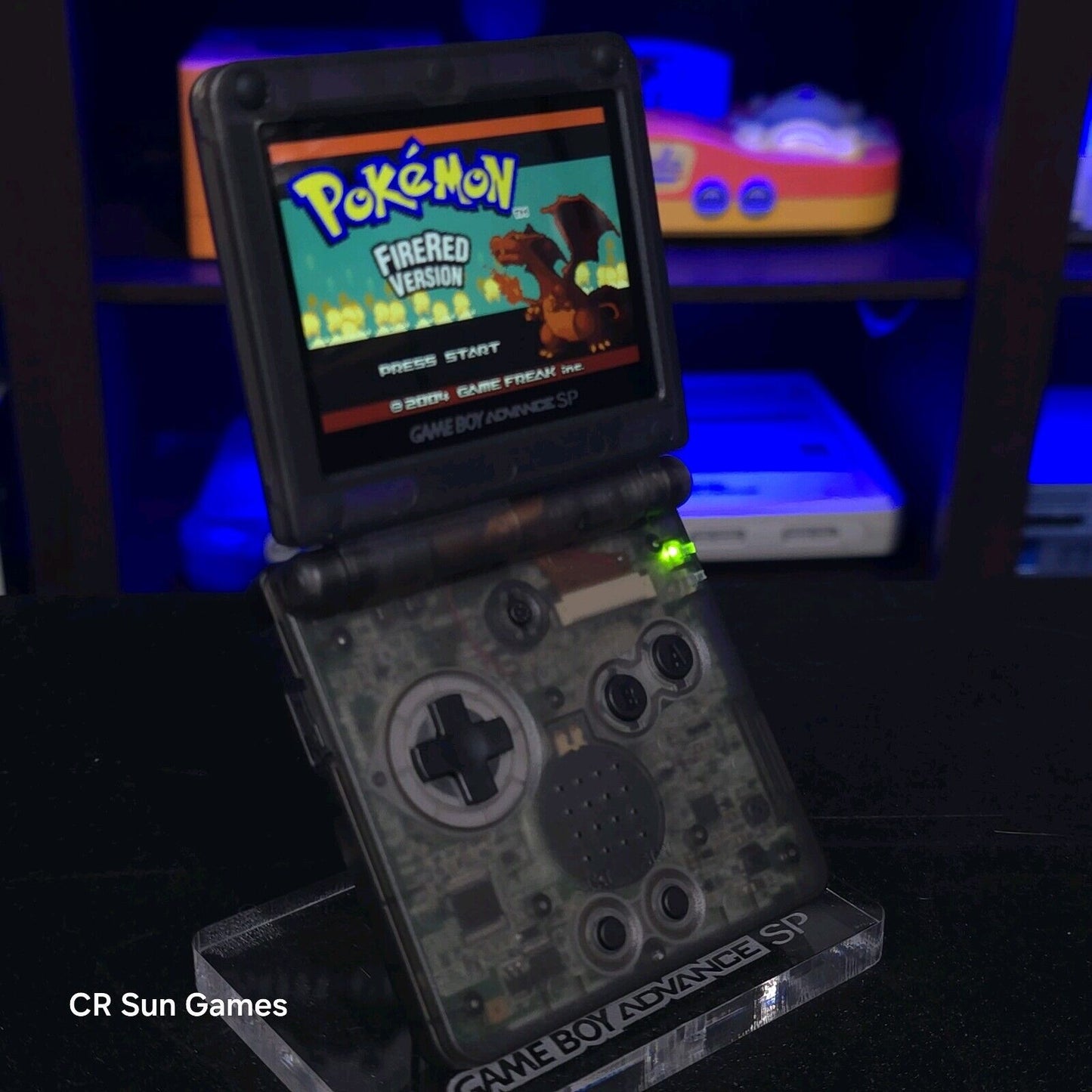 Smoke Grey And Black Nintendo Game Boy Advance GBA SP IPS Screen And USB-C Mod
