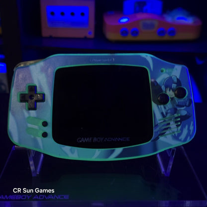 Megaman Blue Game Boy Advance GBA Console with iPS V5 Backlight Backlit LCD MOD