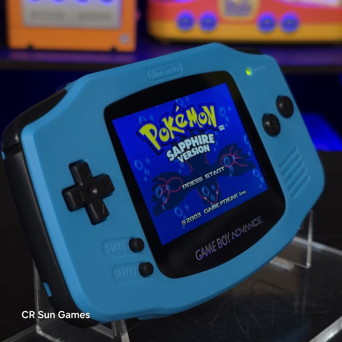Blue Game Boy Advance GBA Console with iPS V5 Backlight Backlit LCD MOD Console