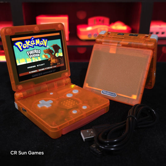 Clear Orange Nintendo Game Boy Advance GBA SP IPS MOD Adjustable Brightness