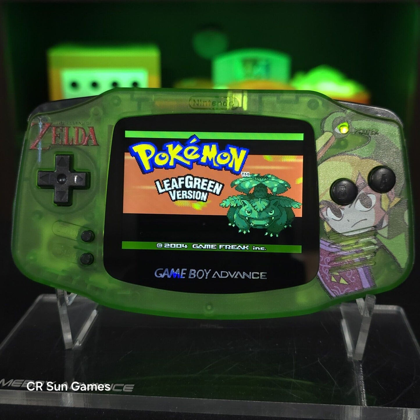 Link Zelda Green Game Boy Advance GBA iPS LCD USBC 1800 mAh Rechargeable Battery