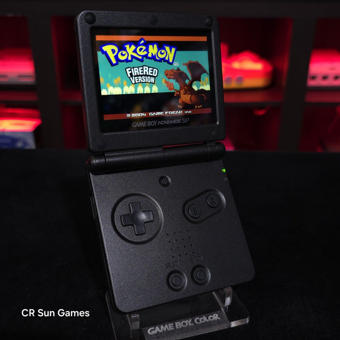 Black On Black Nintendo Game Boy Advance GBA SP IPS Screen And USB-C Mod
