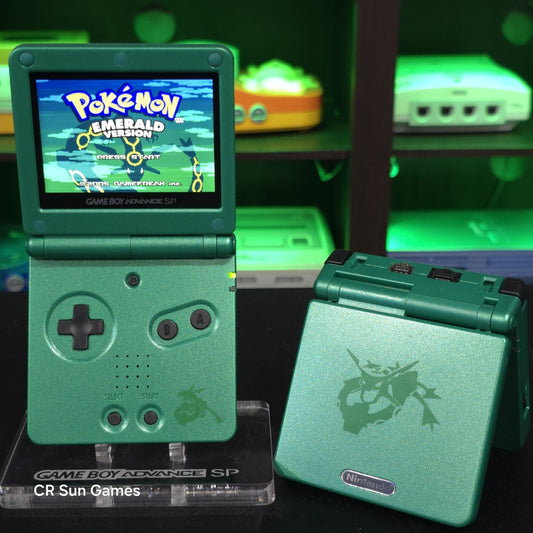Green Nintendo Game Boy Advance GBA SP IPS V2 and Usb-C MOD - Rayquaza