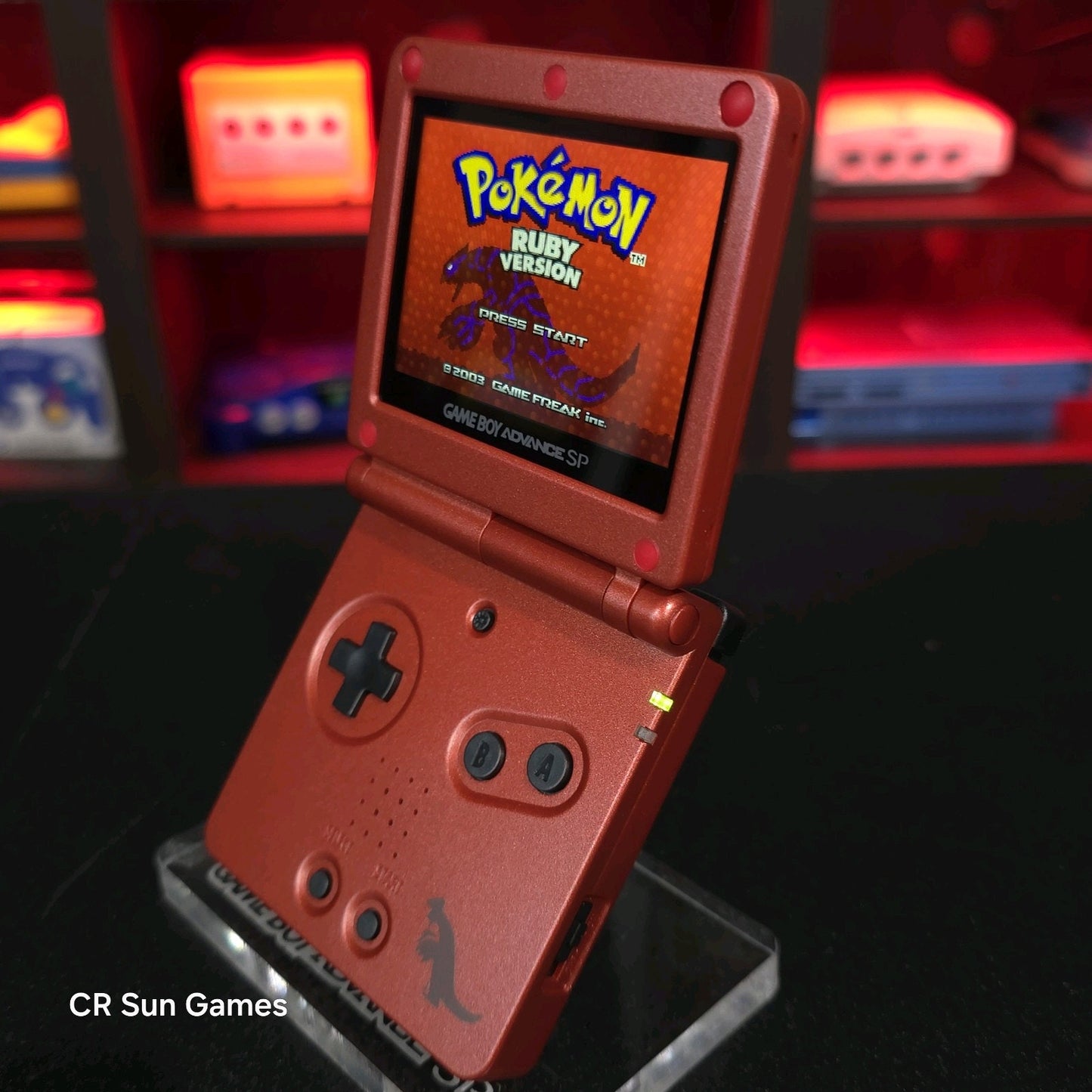 Red Nintendo Game Boy Advance GBA SP IPS MOD Adjustable Brightness - Groudon