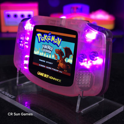 Clear Pink Game Boy Advance GBA iPS V5 LCD USB-C 1800 mAh Rechargeable Battery