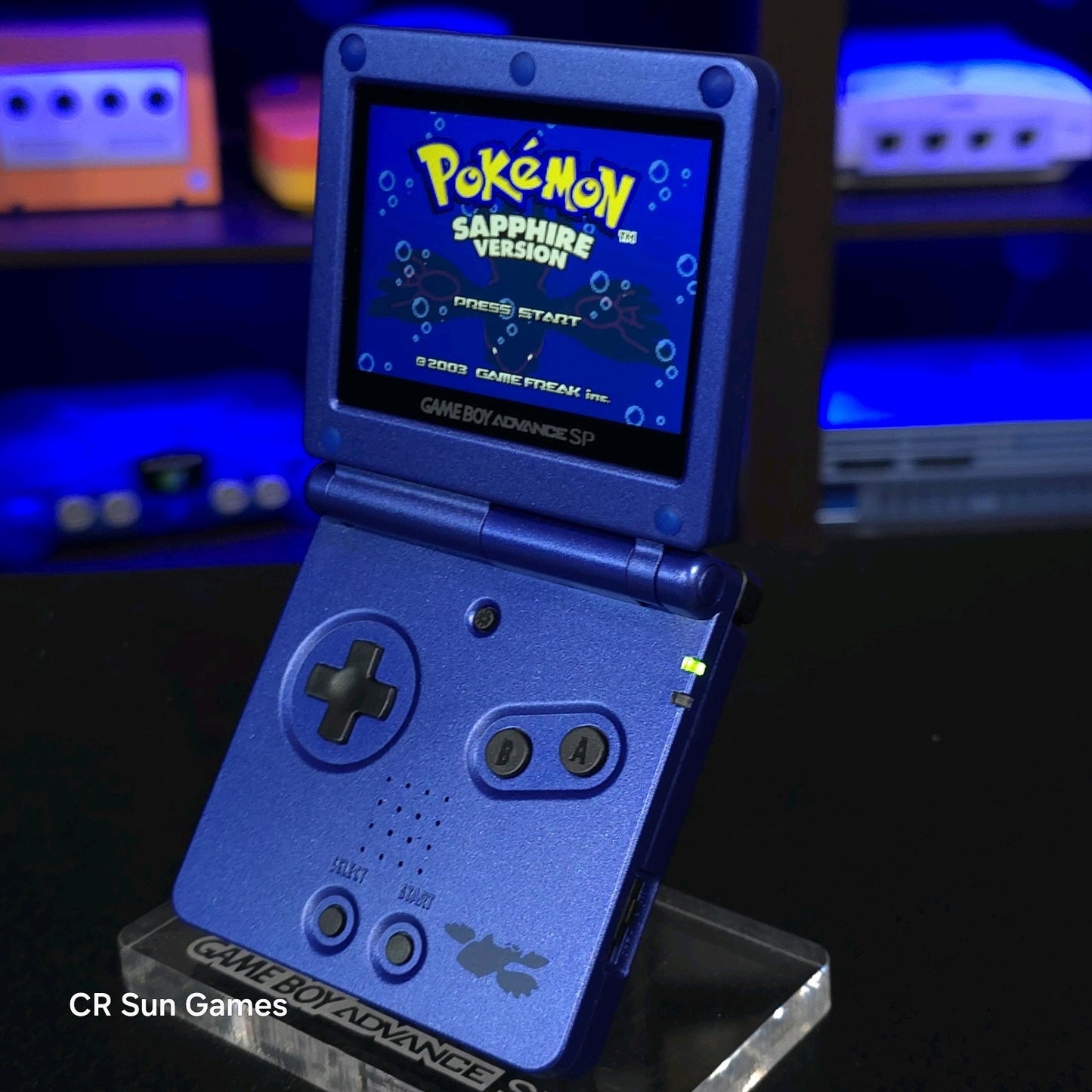 Blue Nintendo Game Boy Advance GBA SP IPS MOD Adjustable Brightness - Kyogre