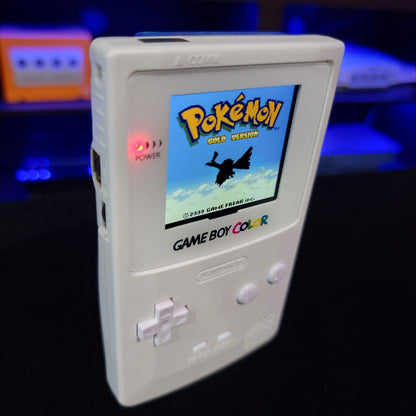 White Gameboy Color IPS Console Backlit LCD Screen 1800 mAh Rechargable battery