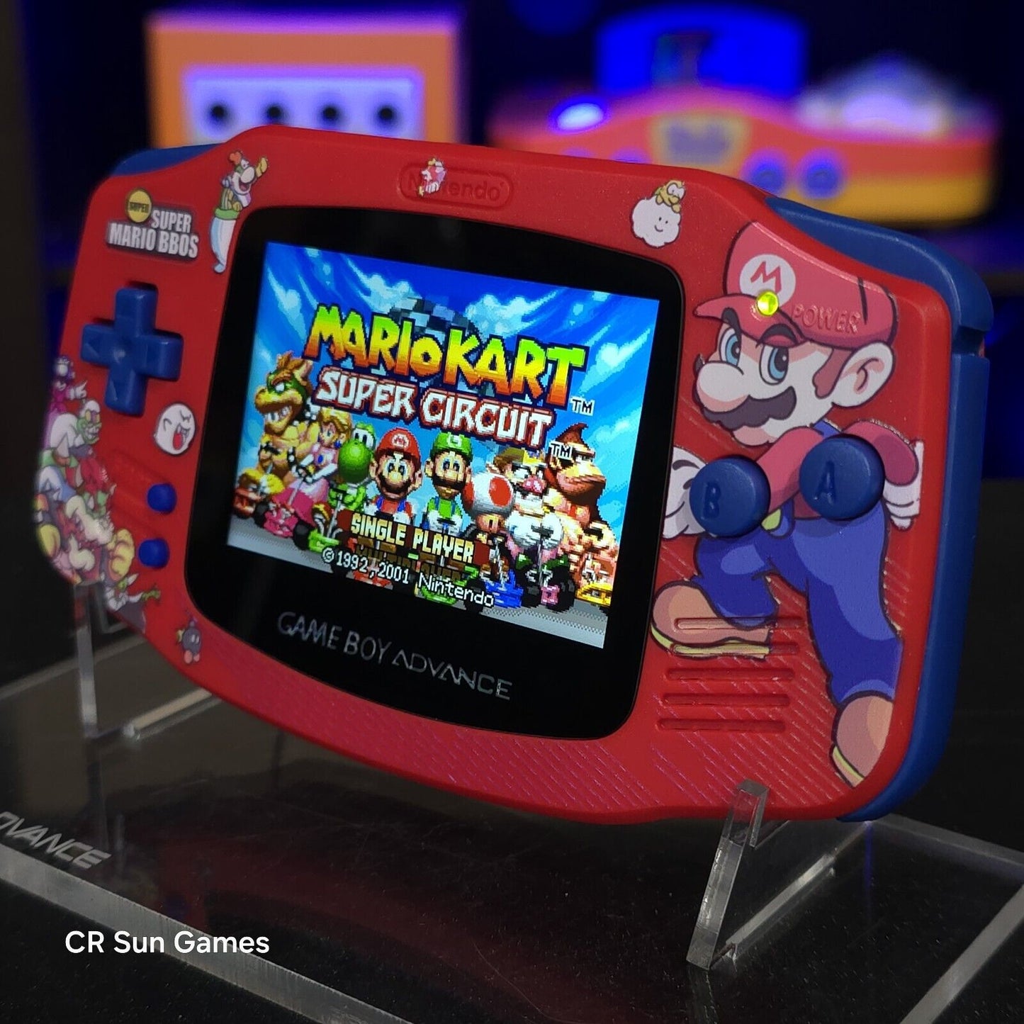 Mario Red Game Boy Advance GBA iPS LCD USB-C 1800 mAh Rechargeable Battery