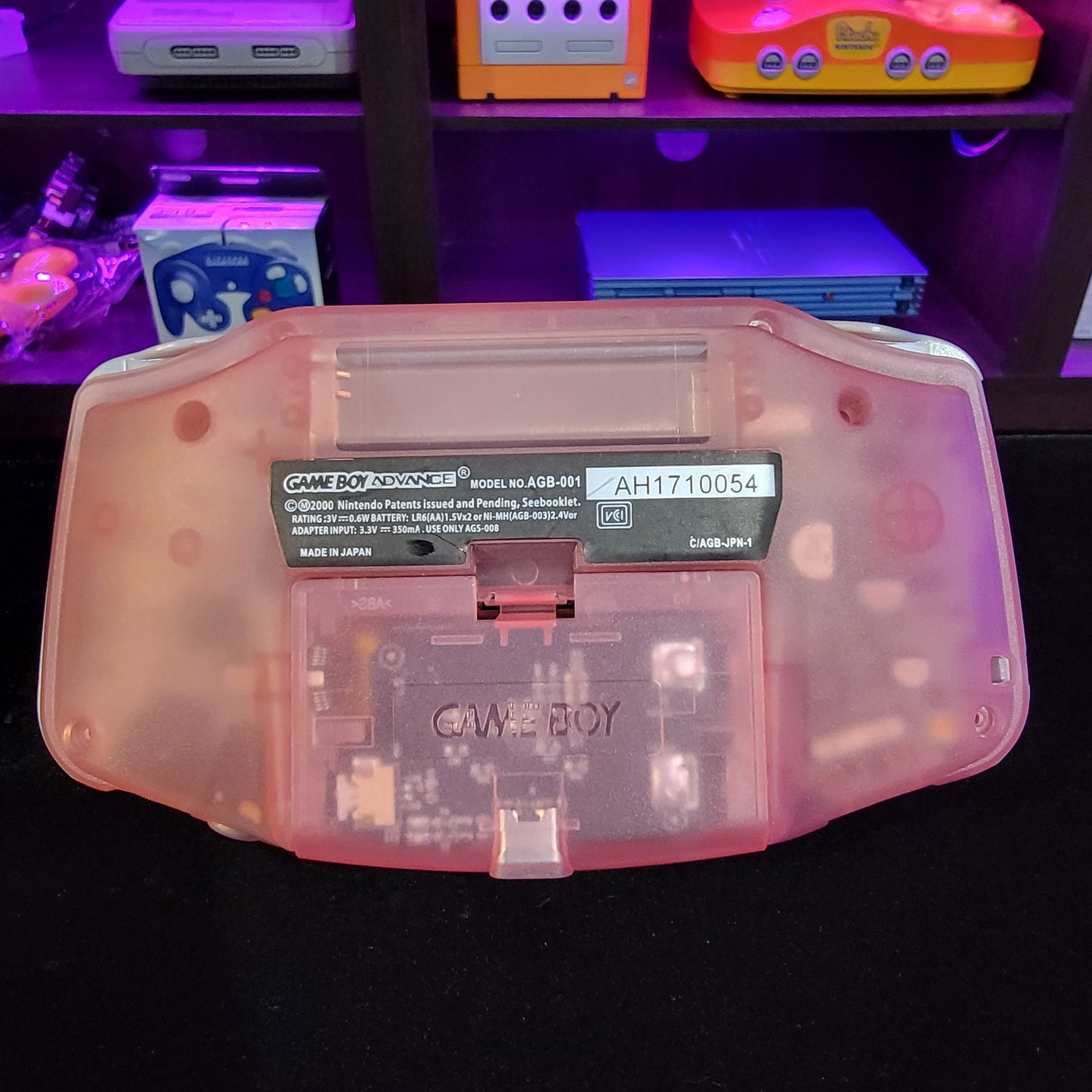 Fushia Pink Game Boy Advance GBA with usbc battery and iPS V2 Backlit LCD Mod