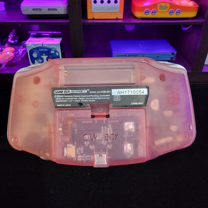 Fushia Pink Game Boy Advance GBA with usbc battery and iPS V2 Backlit LCD Mod