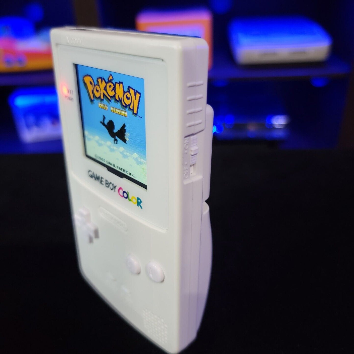White Gameboy Color IPS Console Backlit LCD Screen 1800 mAh Rechargable battery