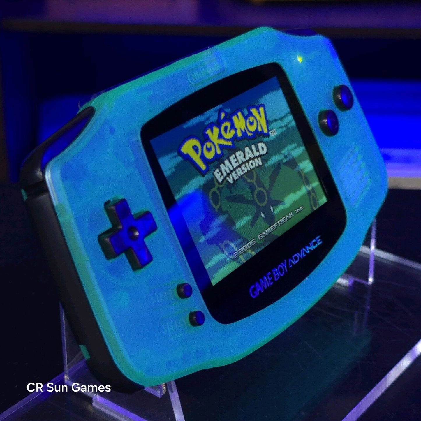 Clear Teal Glow Game Boy Advance GBA iPS LCD USB-C 1800 mAh Rechargeable Battery