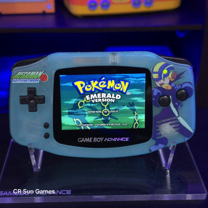 Megaman Blue Game Boy Advance GBA Console with iPS V5 Backlight Backlit LCD MOD