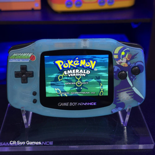 Megaman Blue Game Boy Advance GBA Console with iPS V5 Backlight Backlit LCD MOD